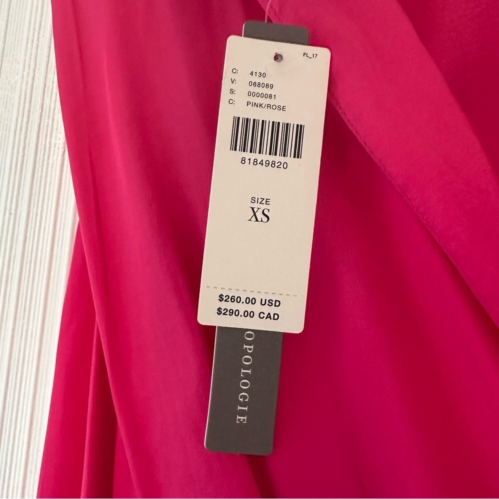 NEW! Farm Rio x Anthropologie Maxi/Midi Pink/ Long-Sleeve Cutout/Keyhole Satin - Picture 13 of 15